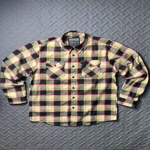 Dixxon Flannel Shirt Snap-On Tools Men's L Burberry Plaid Color Black Cream Red